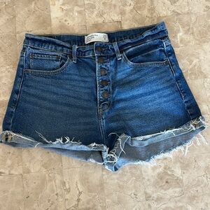 Abercrombie & Fitch Blue High Rise Button Fly Shorts Women’s Size 29/8‎